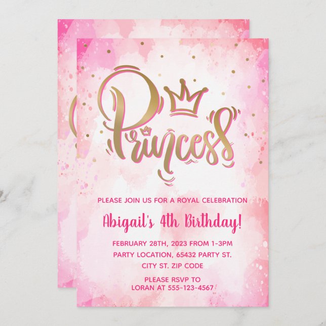Pretty Princess Birthday Invitation (Front/Back)