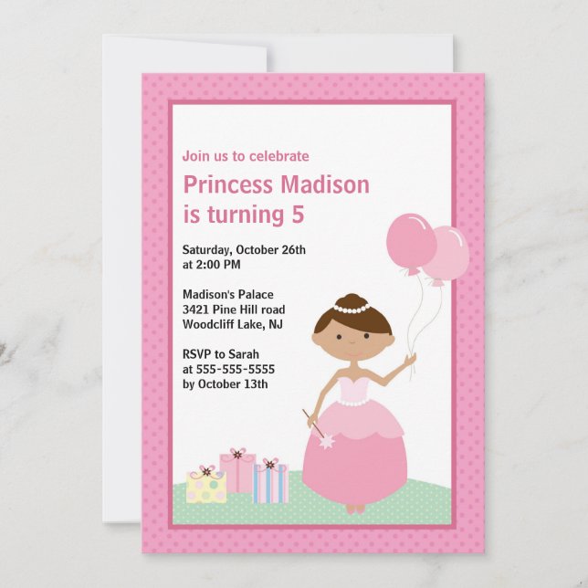 Pretty Princess Birthday Party Invitation (Front)