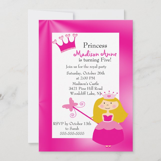 Pretty Princess Birthday Party Invitation (Front)