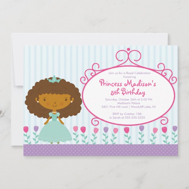 Pretty Princess Birthday Party Invitation Purple (Front)