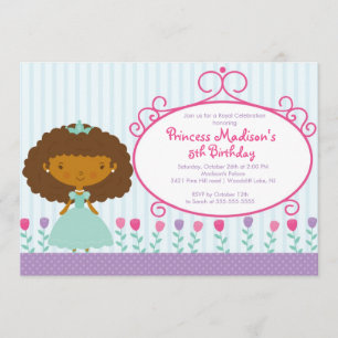 Pretty Princess Birthday Party Invitation Purple