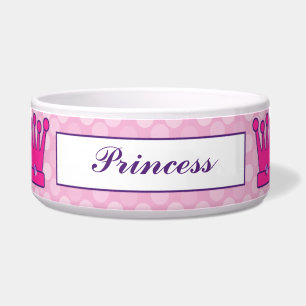Pretty Princess Crown Personalised Dog Bowls