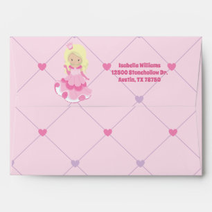 Pretty Princess Girl Pink Birthday Party Custom Envelope