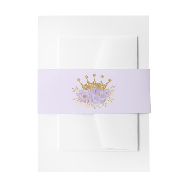 Pretty Princess Lavender Gold Baby Girl Birthday Invitation Belly Band (Front Example)