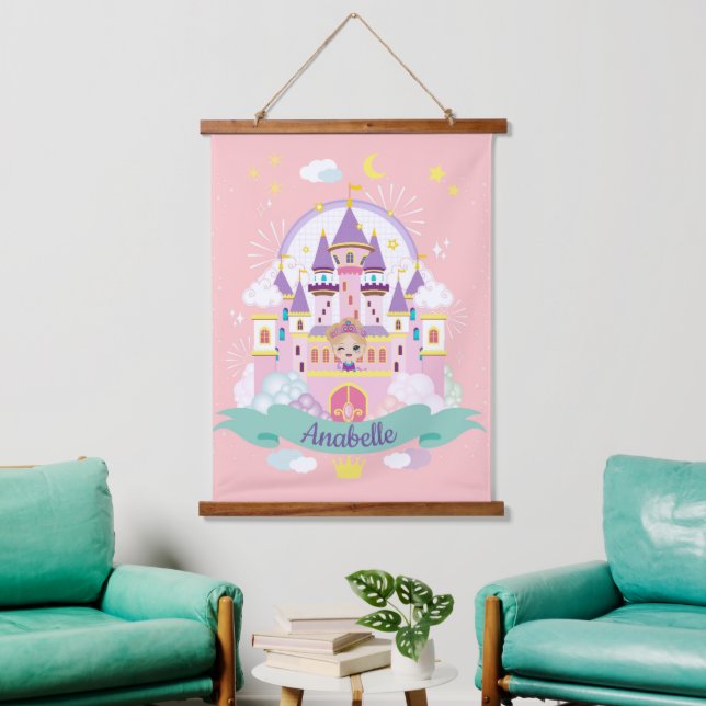 Pretty Princess Personalised Pink  Wall Tapestry (Living Room)