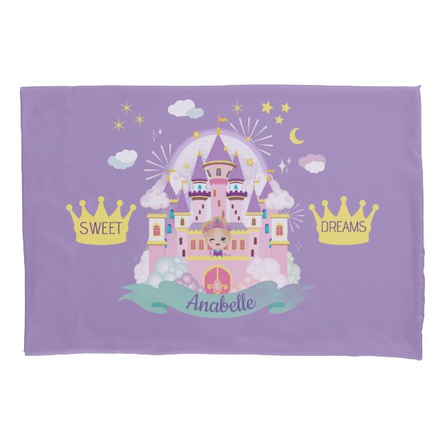 Pretty Princess Personalised Purple Pillowcase (Front)