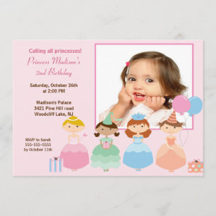 Pretty Princess Photo Birthday Party Invitation