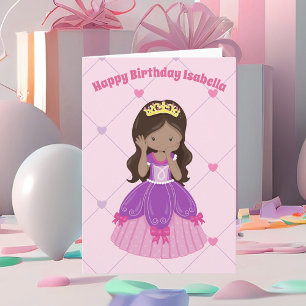 Pretty Princess Pink Custom Hispanic Girl Birthday Card