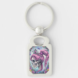 Pretty Princess Skull Metal Keychain