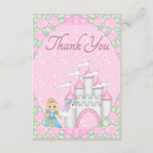 Pretty Princess, Unicorn & Castle Thank You Card