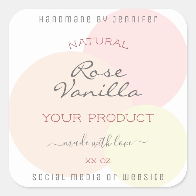 Pretty Product Packaging Labels Pastel Watercolor  (Front)