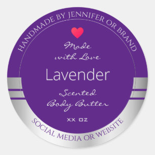 Pretty Product Packaging Labels Purple and Silver