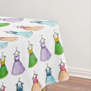 Pretty Prom Dresses Vintage Retro 1950s Fashion Tablecloth