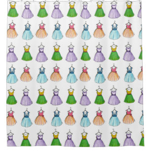 Pretty Prom Party Dresses Retro Vintage Fashion Shower Curtain