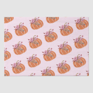 Pretty Pumpkin Floral Girly Pink Birthday Tissue Paper