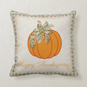 Pretty Pumpkin Happy Thanksgiving Throw Pillow D3