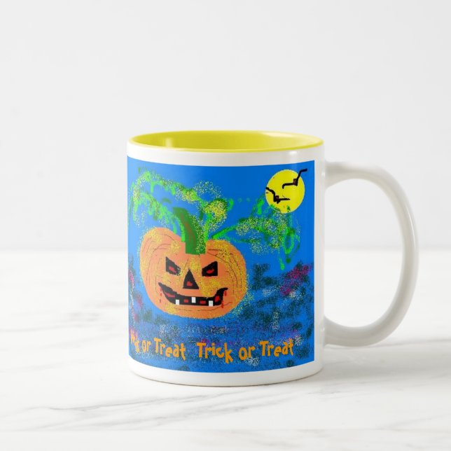 Pretty Pumpkin, Pretty Pumpkin,  Trick or Treat... Two-Tone Coffee Mug (Right)