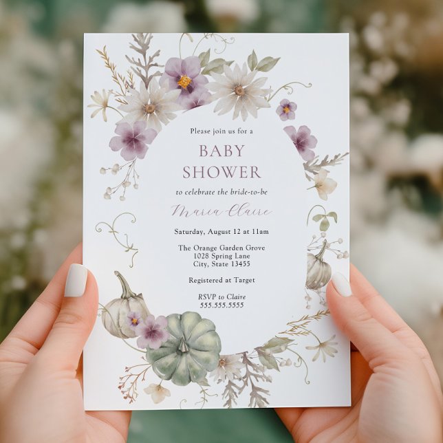 Pretty Pumpkin Purple Bridal Shower Invitation (Creator Uploaded)