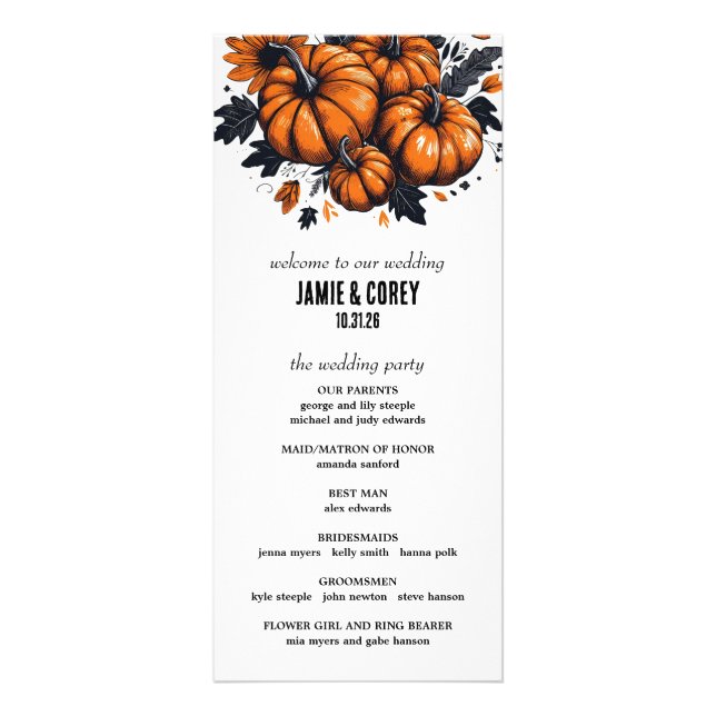 Pretty Pumpkins Ceremony Program Rack Card (Front)