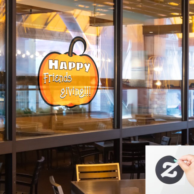 Pretty PumpkinS Happy Friendsgiving!!! Window Cling (Restaurant Window)