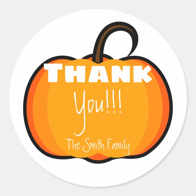 Pretty PumpkinS Thank You!!! Custom Text Classic Round Sticker (Front)
