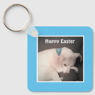 Pretty Puppy Dog Resting Peacefully Easter Gift Key Ring