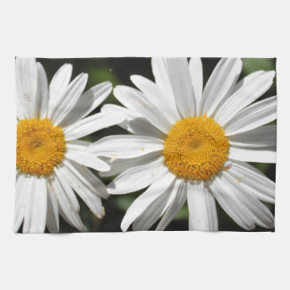 Pretty pure white daisy flowers tea towel