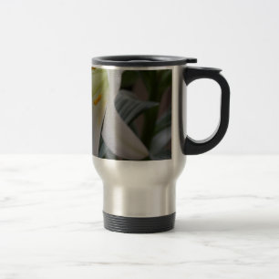 Pretty, pure white Easter lily flower in black Travel Mug