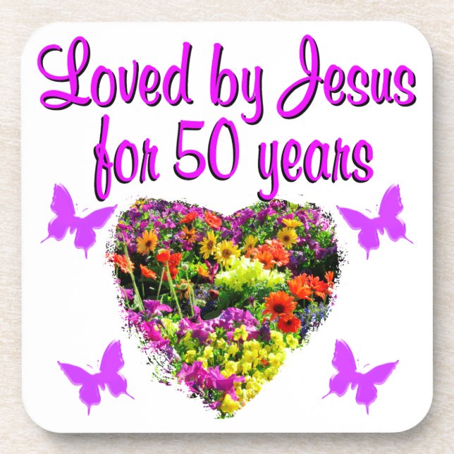 PRETTY PURPLE 50TH BIRTHDAY DESIGN COASTER (Front)