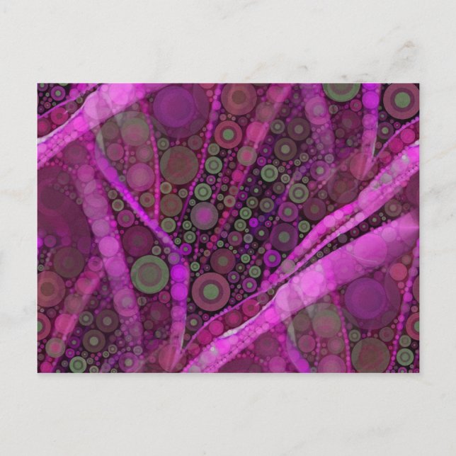 Pretty Purple Abstract Concentric Circles Mosaic Postcard (Front)