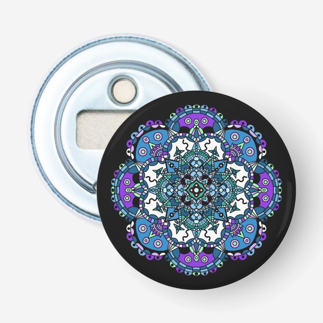 Pretty purple and blue Mandala Abstract Art  Bottle Opener (Front)