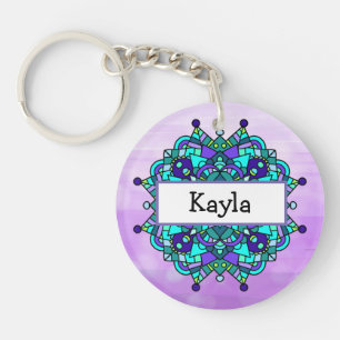 Pretty Purple and Blue Mandala  Keychain