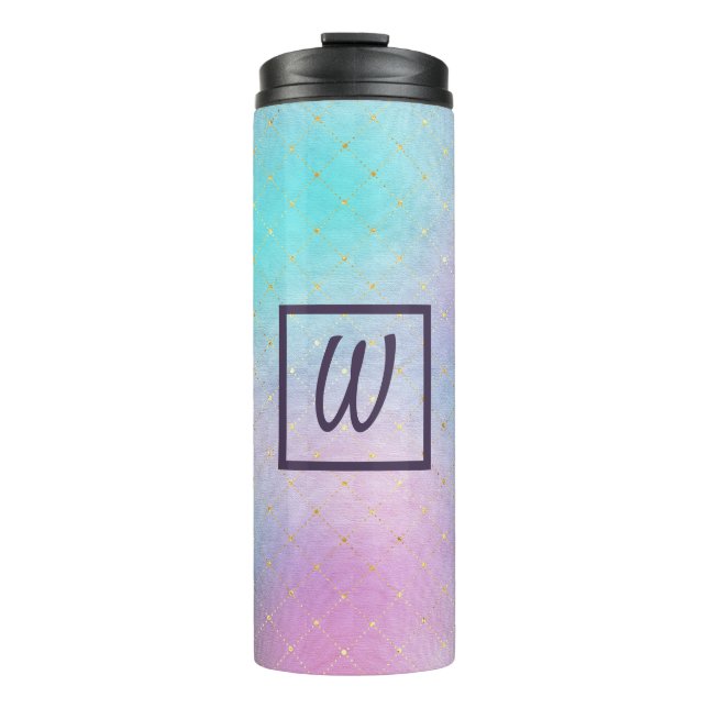 Pretty purple and blue ombre thermal tumbler (Front)