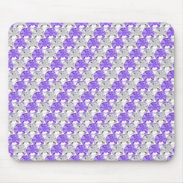Pretty Purple and Clear Rhinestone Stripe Design Mouse Mat (Front)
