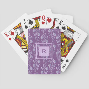 Pretty Purple and Lilac Floral Monogram Playing Cards