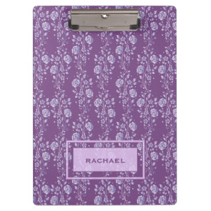 Pretty Purple and Lilac Floral Personalised Clipboard