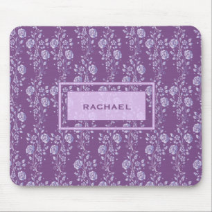 Pretty Purple and Lilac Pretty Floral Monogram Mouse Mat