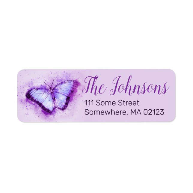 Pretty Purple and Pink Butterfly Address Label (Front)