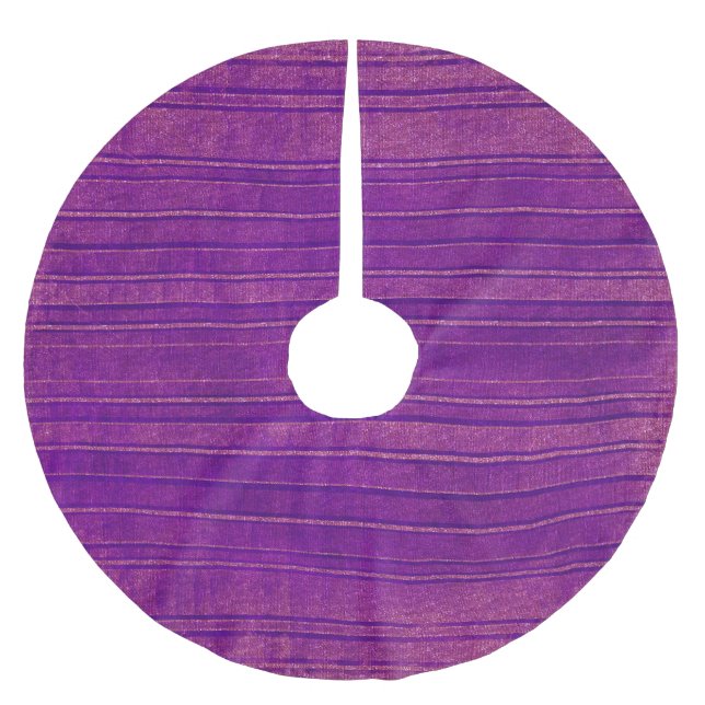 Pretty Purple and Pink Distressed Stripes Pattern Brushed Polyester Tree Skirt (Front)
