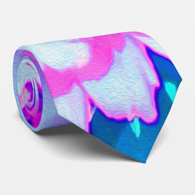 Pretty Purple and Pink Zinnia in the Summer Garden Tie (Rolled)