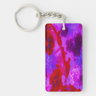 Pretty Purple and Red Garden Phlox Flowers Key Ring