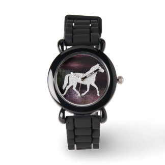 Pretty Purple and Silver Gitter Horse Watch