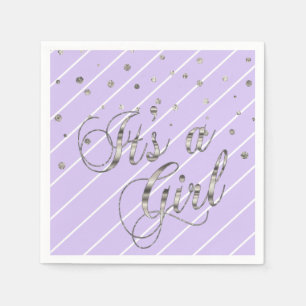 Pretty Purple and Silver - It's a Girl Napkin