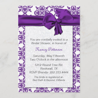 Pretty Purple and White Bridal Shower Invitation