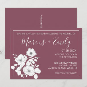 Pretty Purple and White Floral Wedding Invitation