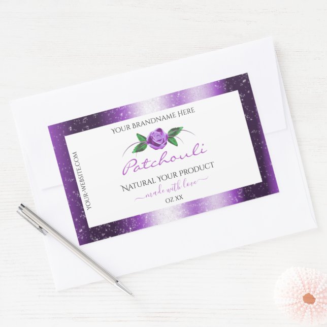 Pretty Purple and White Product Labels Rose Flower (Envelope)