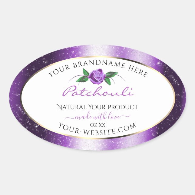 Pretty Purple and White Product Labels Rose Flower (Front)