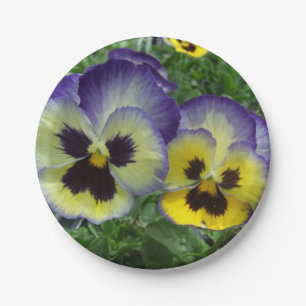 Pretty, Purple and Yellow Pansies, Custom, Wedding Paper Plate