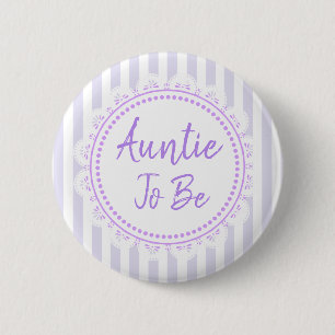 Pretty Purple Aunt To Be Lacey Baby Shower 6 Cm Round Badge