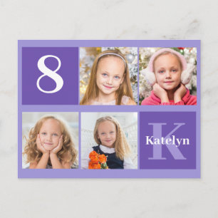 Pretty Purple Birthday Girl Photo Personalised Postcard